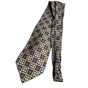 Vitaliano Pancaldi Floral Geometric 100% Silk Tie Made in Italy 57” Long